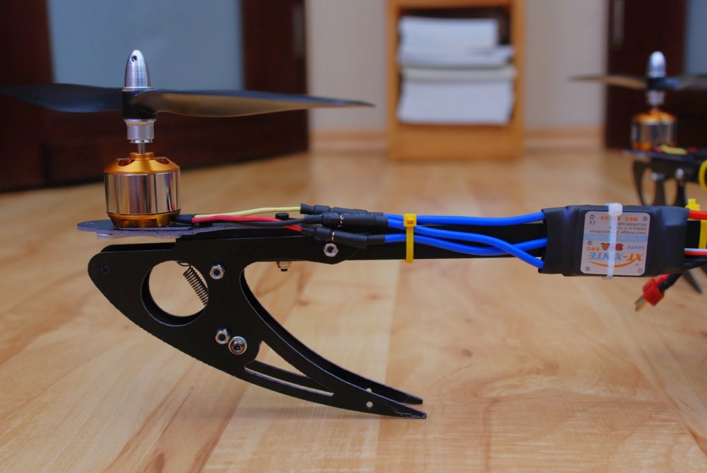 Brushless RC motor on quadcopter frame