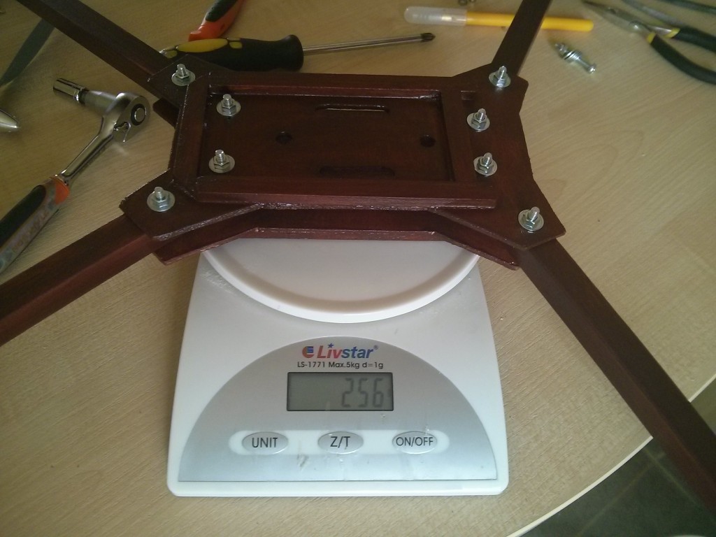wooden quad frame on scale