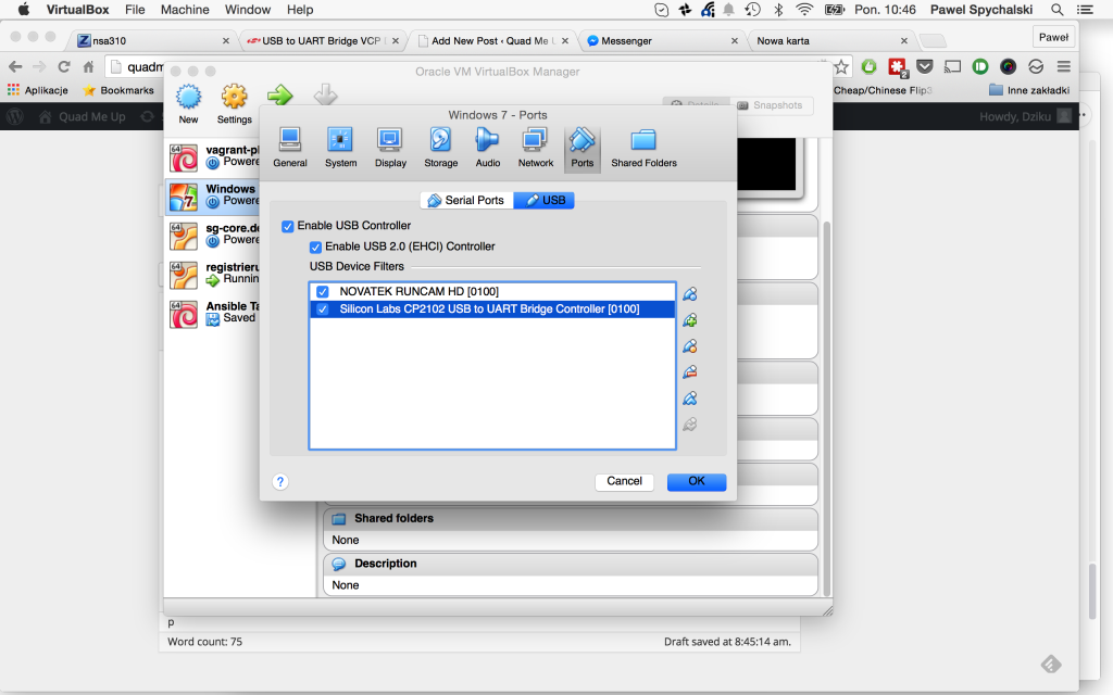 CP2102 USB Linker (Afro Turnigy) VirtualBox filter