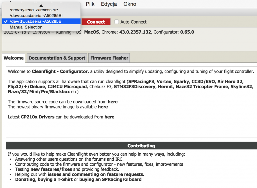 Cleanflight USB to serial FTDI