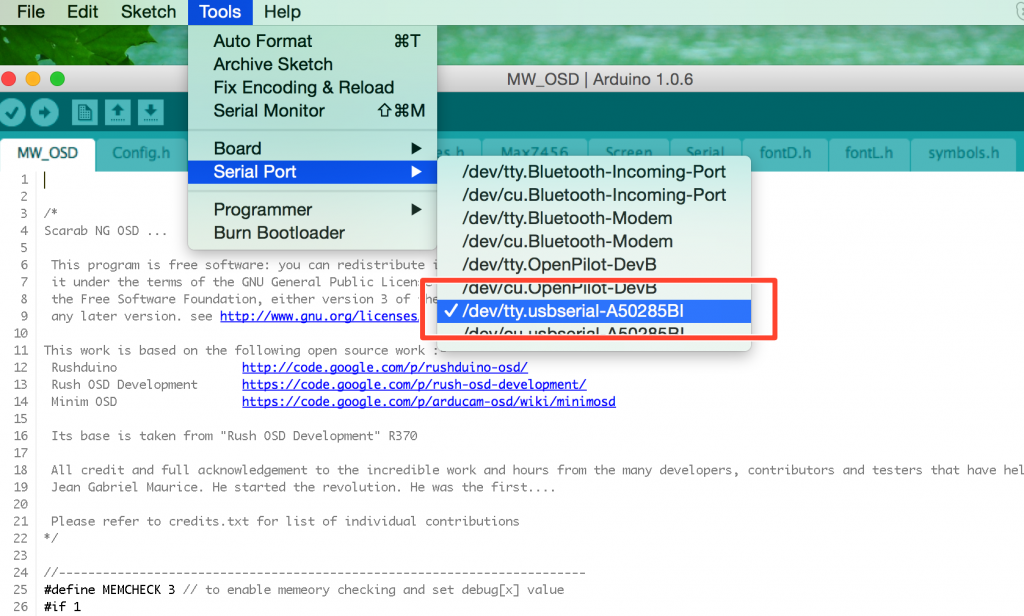 serial port for FTDI on Mac
