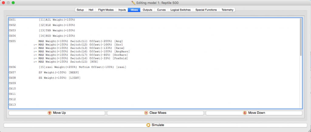 flight modes taranis mixer