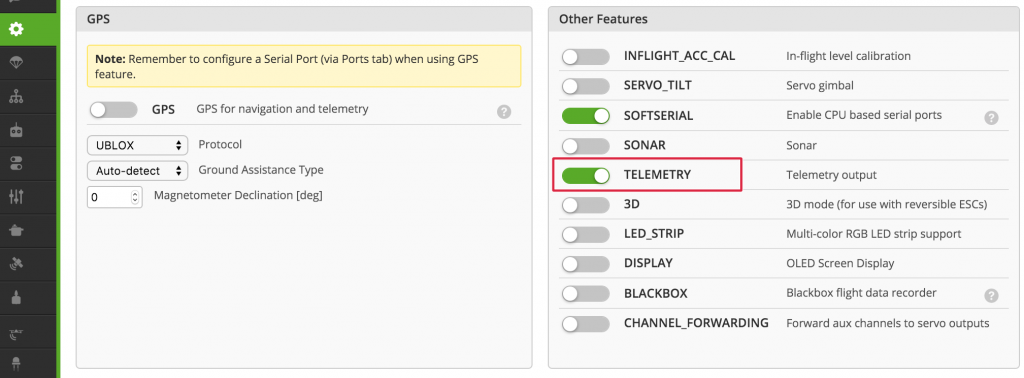 Cleanflight enable telemetry