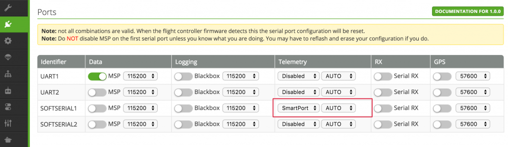 Enable smartport telemetry