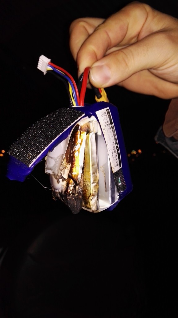 LiPo battery on fire