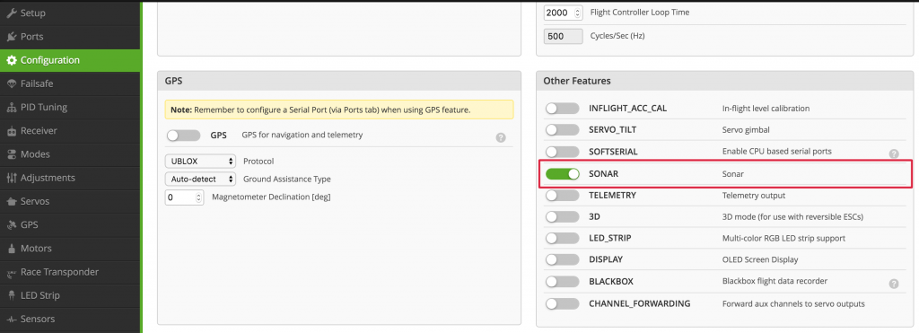 configurator sonar enable