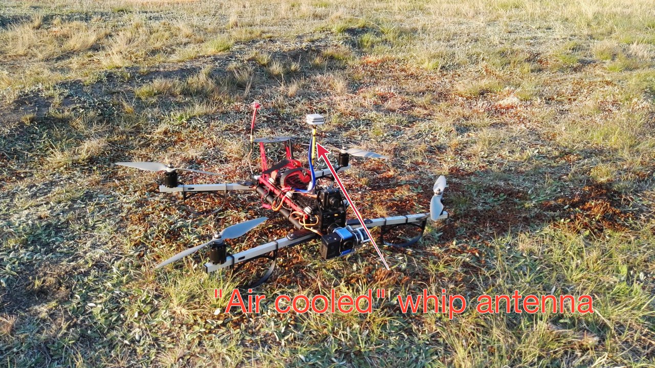 "Air cooled" antenna on quadcopter