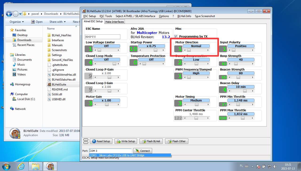 blheli motor direction