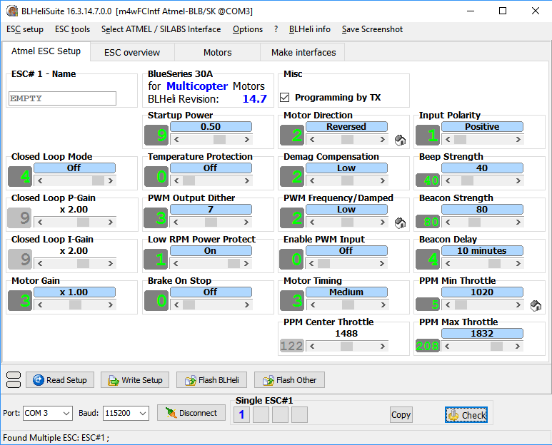 blheli on ZTW Spider 40A Opto