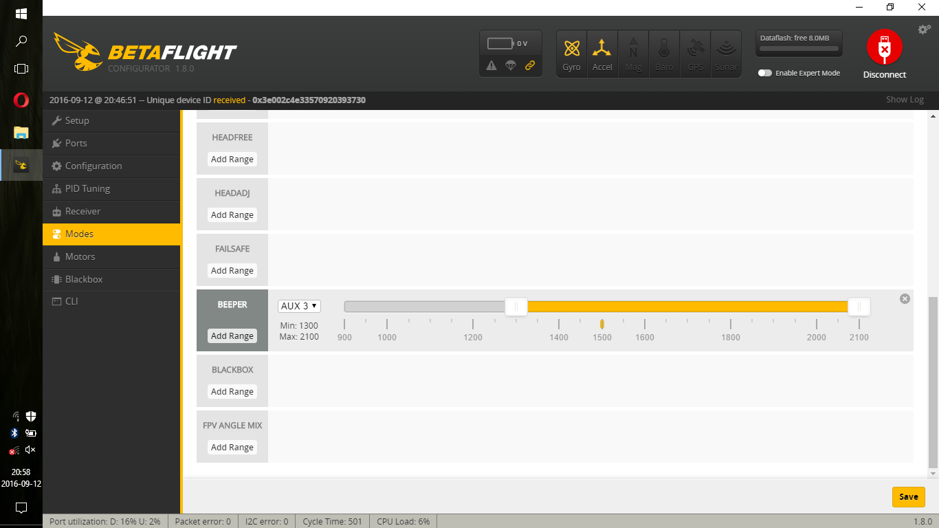 Betaflight AUX modes