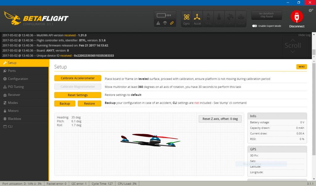 AnyFC F7 running Betaflight