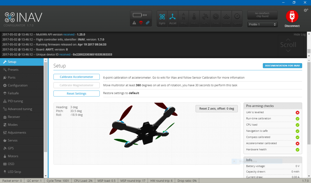AnyFC F7 running INAV 1.7 RC1