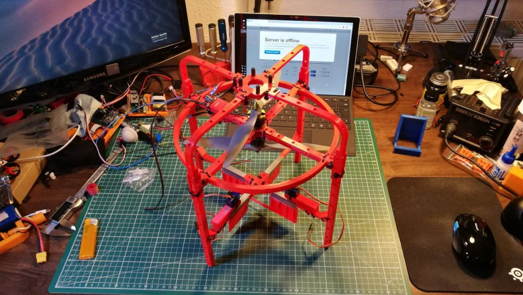 3d printed dualcopter aka flying bucket