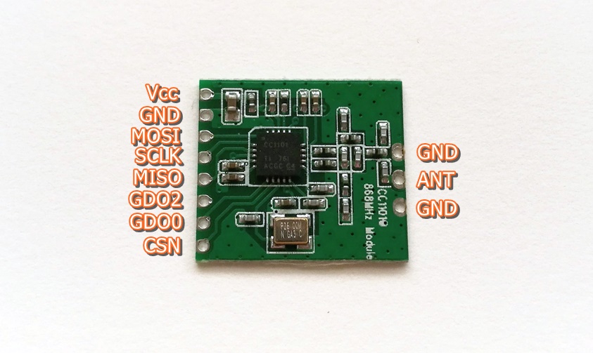 CC1101 868mhz radio module pinout