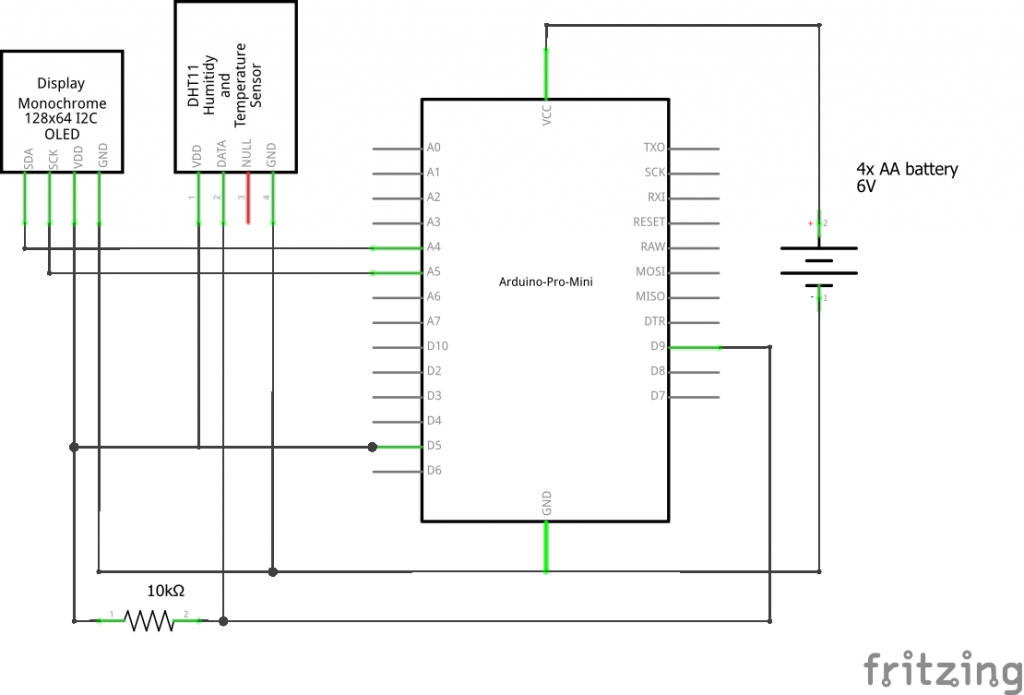 Arduino DHT11 hygrometer with OLED SSD1306 display