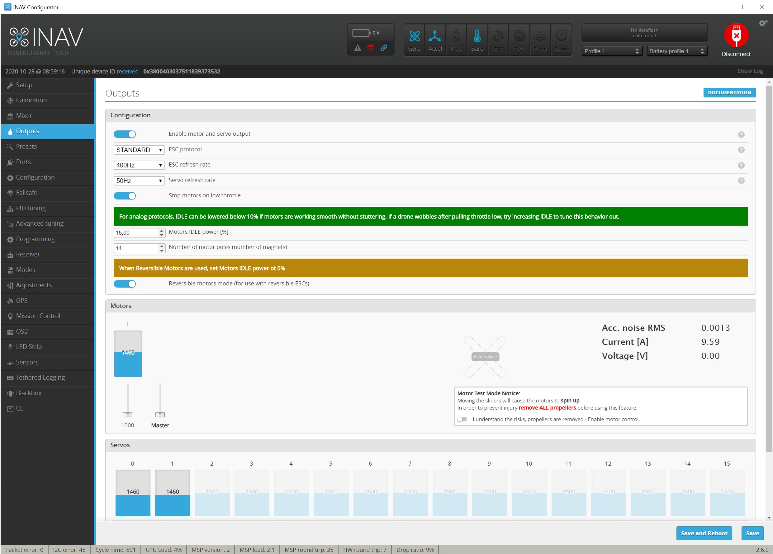 INAV on tracked vehicles - Outputs