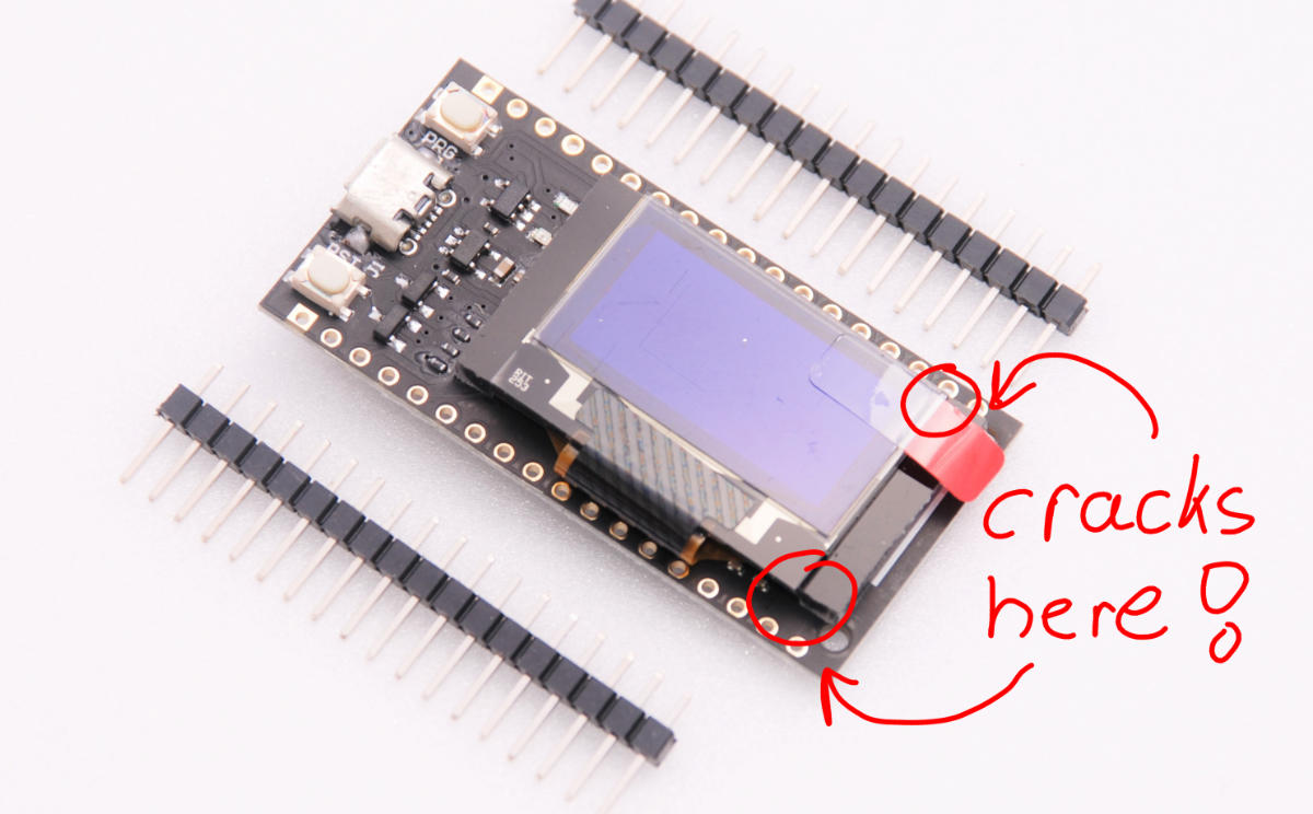 ESP32 OLED displays cracks here